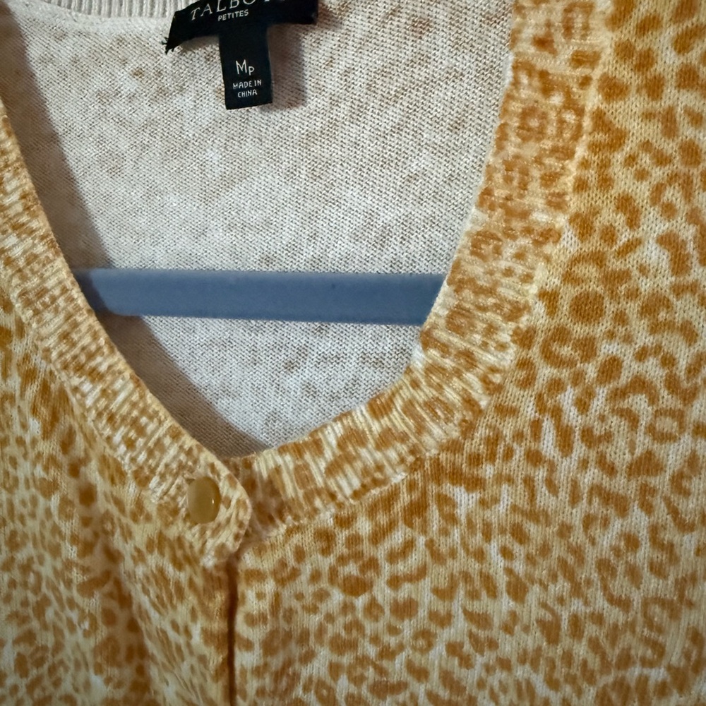 Talbots Yellow Leopard-Print Button Front Top - Picture 3 of 10